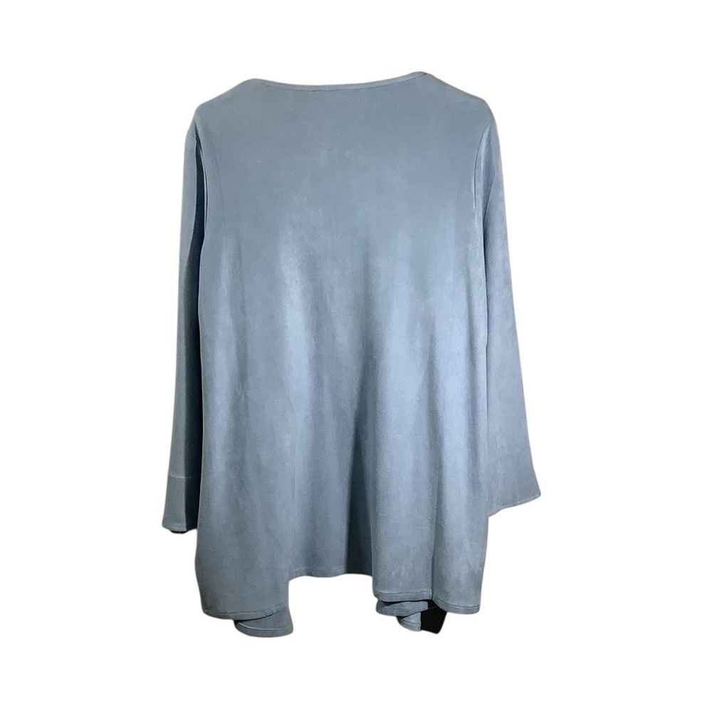 Gretchen Scott Designs Faux Suede Waterfall Cardigan Open Front Light Blue - Picture 4 of 6